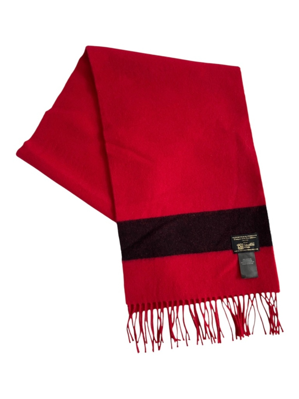 Hudson Bay Scarf Johnstons of Elgin 100% Wool Made in Scotland Red and Black